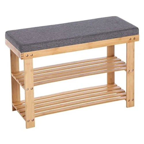 2-Tier Padded Bamboo Shoe Bench\Rack - NovoBam