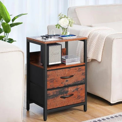 Charging Station Nightstand - Bedside - Berry Brown - NovoBam