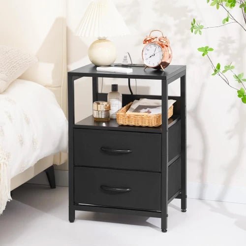 Charging Station Nightstand - Bedside - Gray/Black - NovoBam