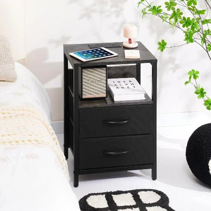 Charging Station Nightstand - Bedside - Gray/Black - NovoBam