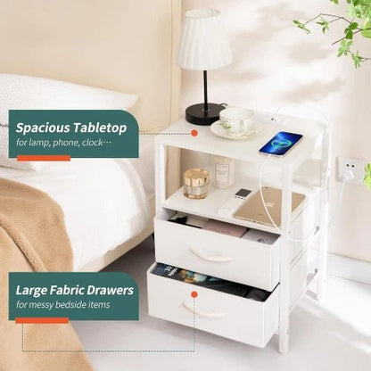 Charging Station Nightstand - Bedside - White - NovoBam