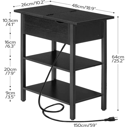 Flip Top Nightstand with Charging Station - NovoBam