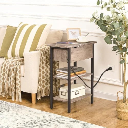 Flip Top Nightstand with Charging Station - NovoBam