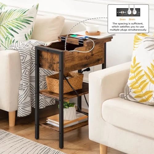 Flip Top Nightstand with Charging Station - NovoBam