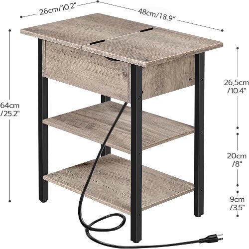 Flip Top Nightstand with Charging Station - NovoBam