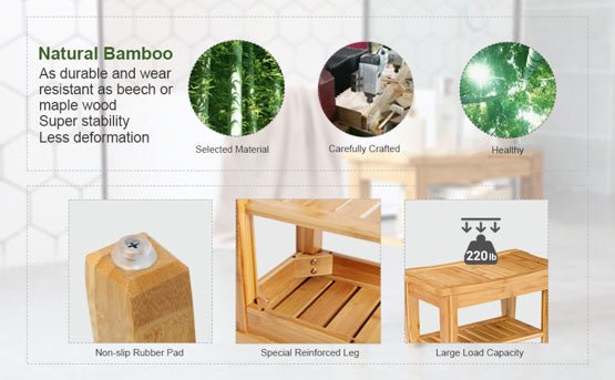 Stylish and Sturdy Bamboo Shower Bench Seat – NovoBam